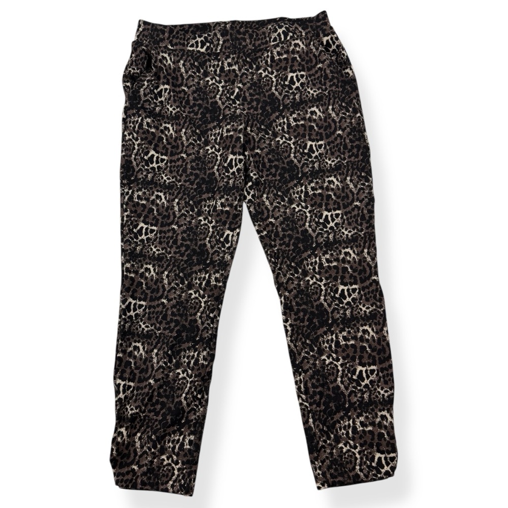 Hue Ankle Leggings Womens Large L Pockets Brown Black Animal Print‎ Stretch